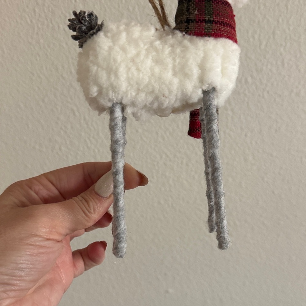 Hobby Lobby White and Gray Reindeer Ornament with Red Scarf - Picture 4 of 6